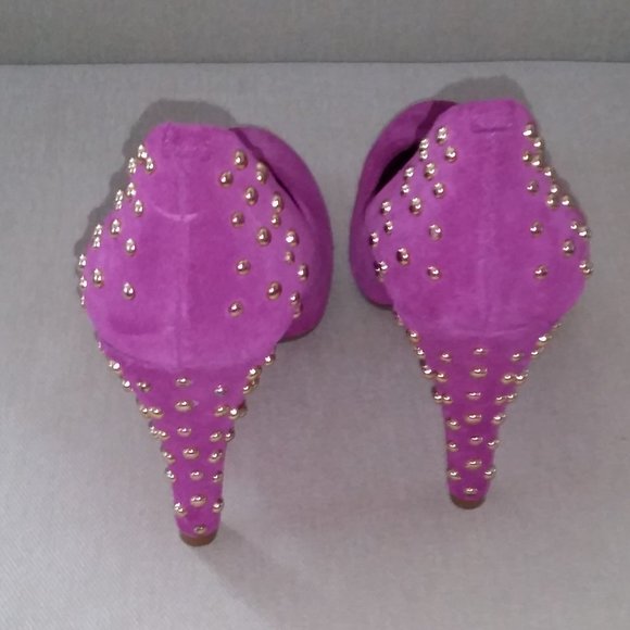 Steve Madden purple pink suede gold studded heels EUC - Picture 3 of 4